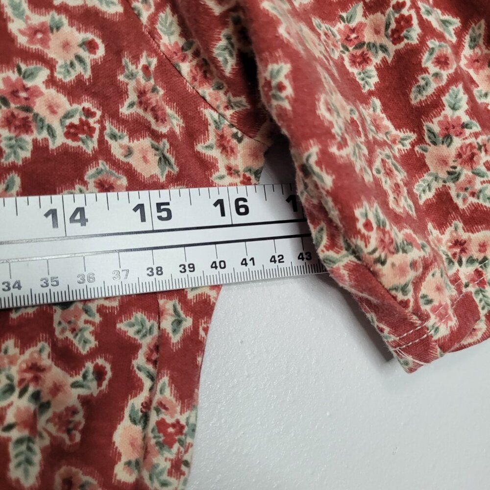 Vintage 90s red floral trad wife cottagecore drop waist half sleeve midi dress 9 - Picture 5 of 7